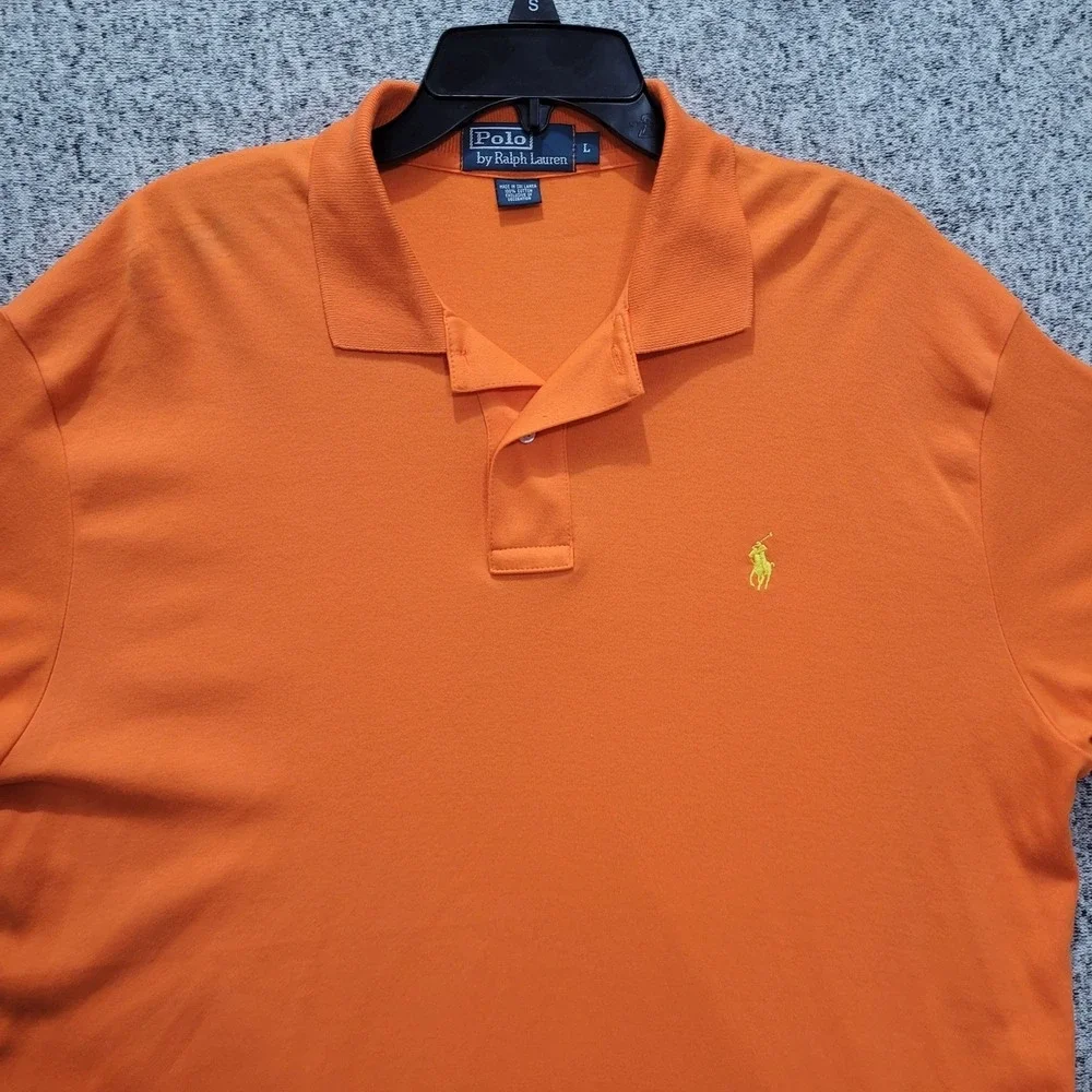 Polo by Ralph Lauren‎ Mens L Orange Polo Shirt Short Sleeve Cotton